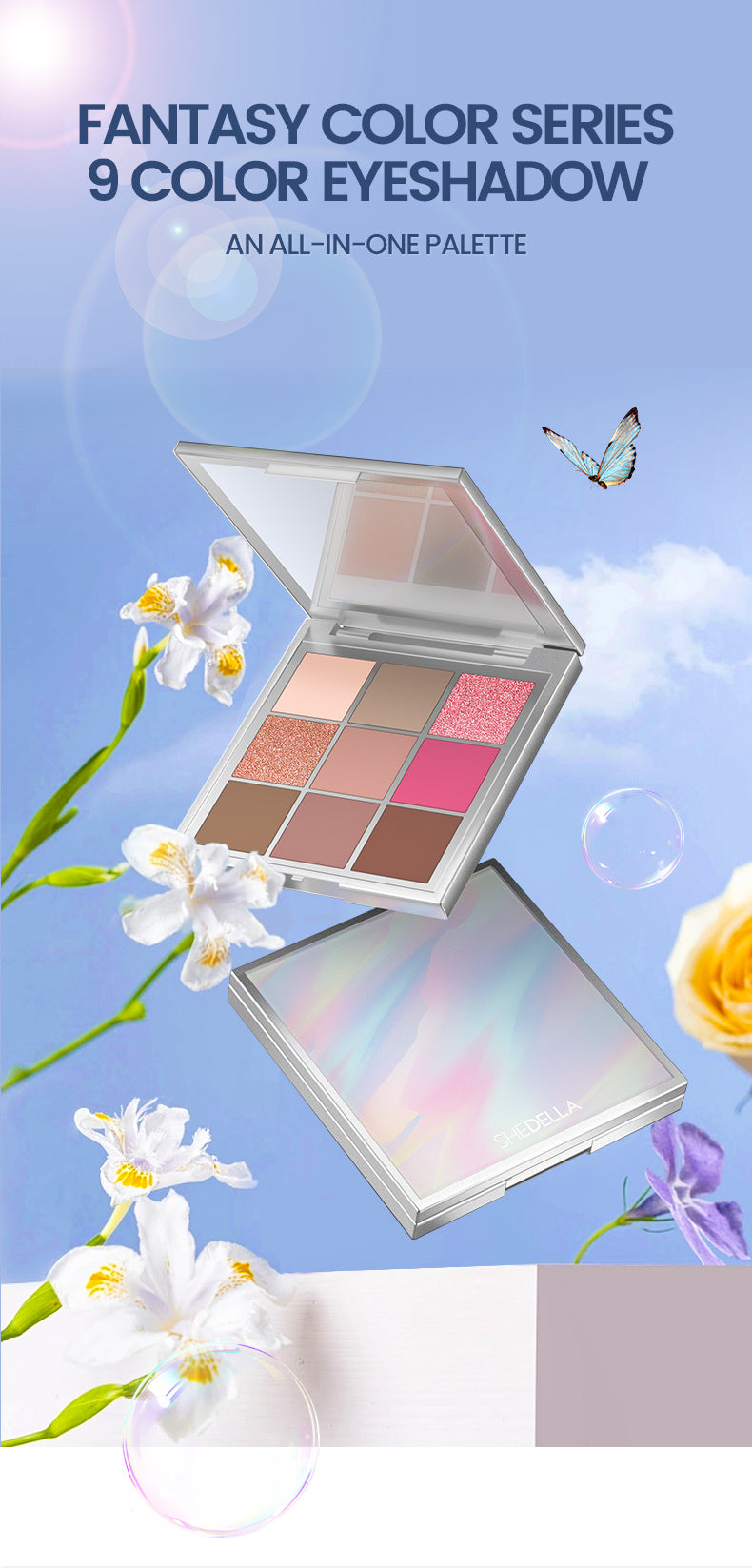 SheDella Official Store | COD Matte Eyeshadow Palette – Long-Wear Best Seller – 9 Shades – Smudge-Proof, Net Wt. 9g