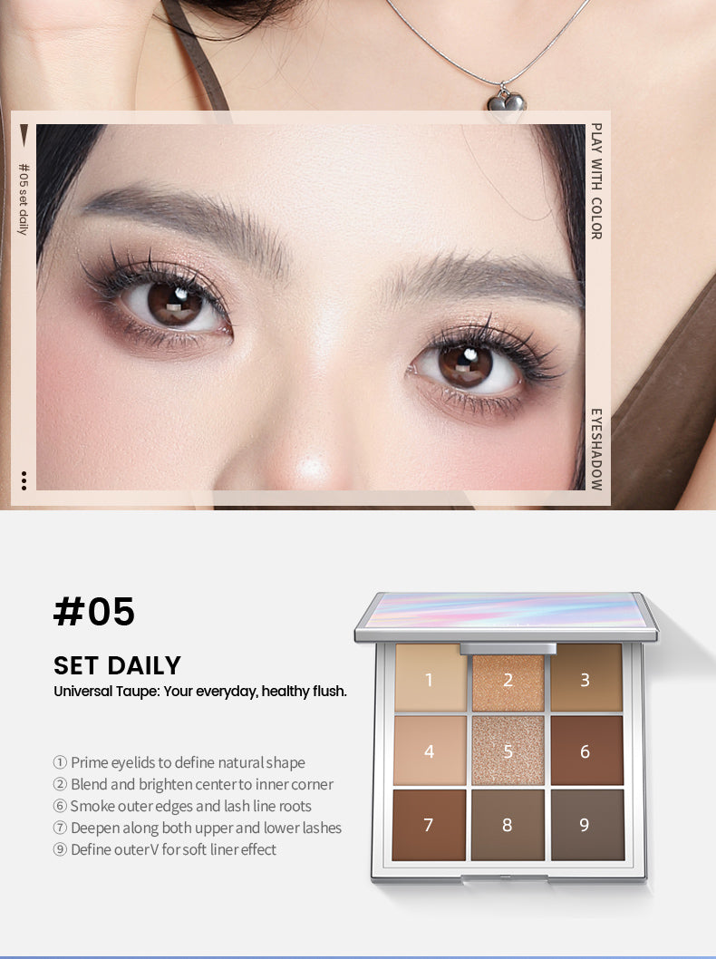 SheDella Official Store | COD Matte Eyeshadow Palette – Long-Wear Best Seller – 9 Shades – Smudge-Proof, Net Wt. 9g