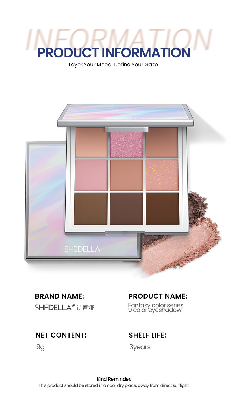 SheDella Official Store | COD Matte Eyeshadow Palette – Long-Wear Best Seller – 9 Shades – Smudge-Proof, Net Wt. 9g